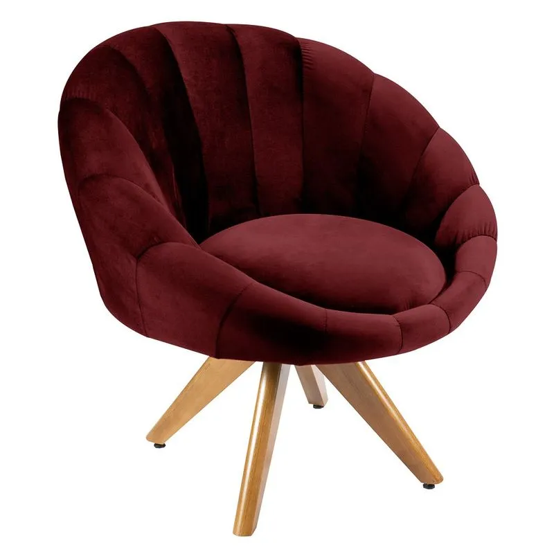 Poltrona Decorativa Para Sala De Estar Base Giratória Saron L05 Veludo Marsala - Mpozenato