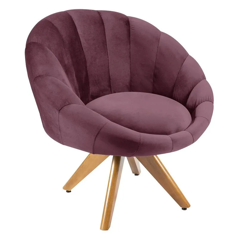 Poltrona Decorativa Para Sala De Estar Base Giratória Saron L05 Veludo Uva - Mpozenato