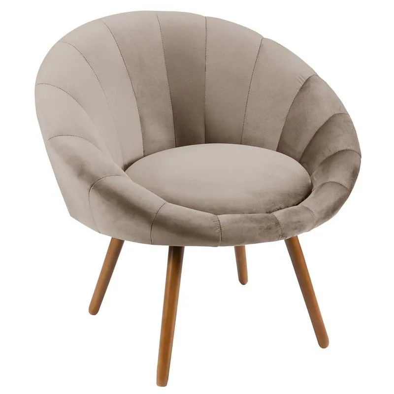 Poltrona Decorativa Para Sala De Estar Pés Palito Saron L05 Veludo Bege - Mpozenato