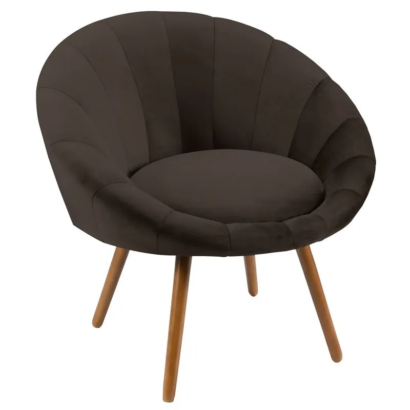 Poltrona Decorativa Para Sala De Estar Pés Palito Saron L05 Veludo Marrom - Mpozenato