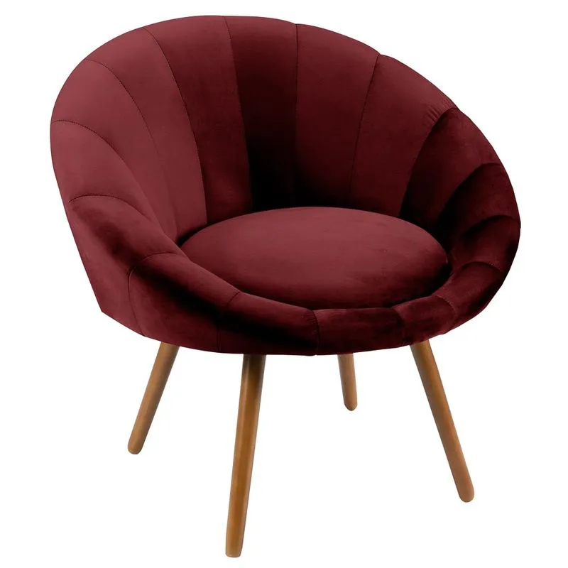 Poltrona Decorativa Para Sala De Estar Pés Palito Saron L05 Veludo Marsala - Mpozenato
