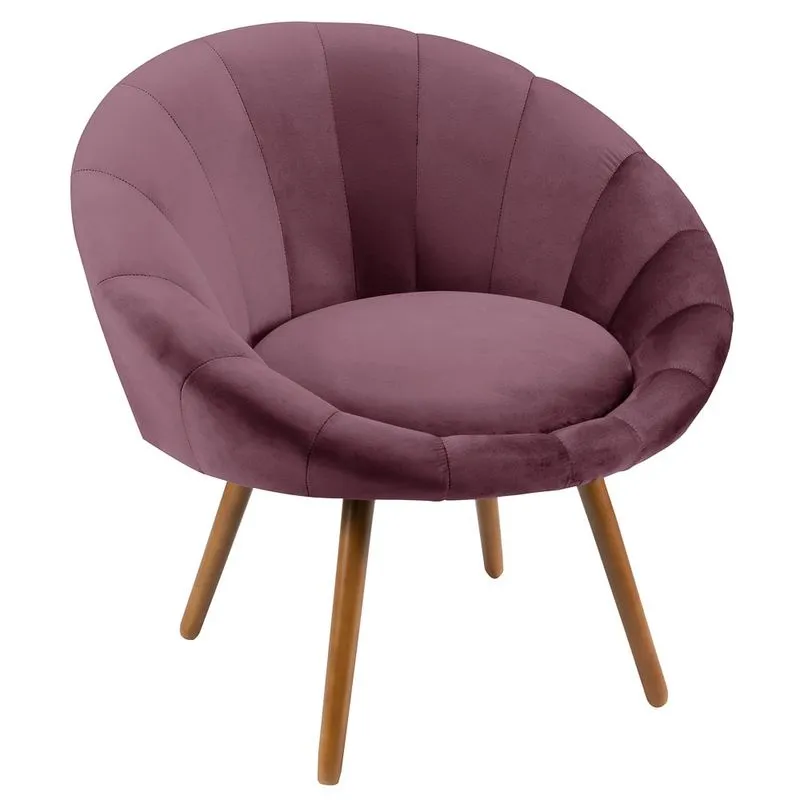 Poltrona Decorativa Para Sala De Estar Pés Palito Saron L05 Veludo Uva - Mpozenato