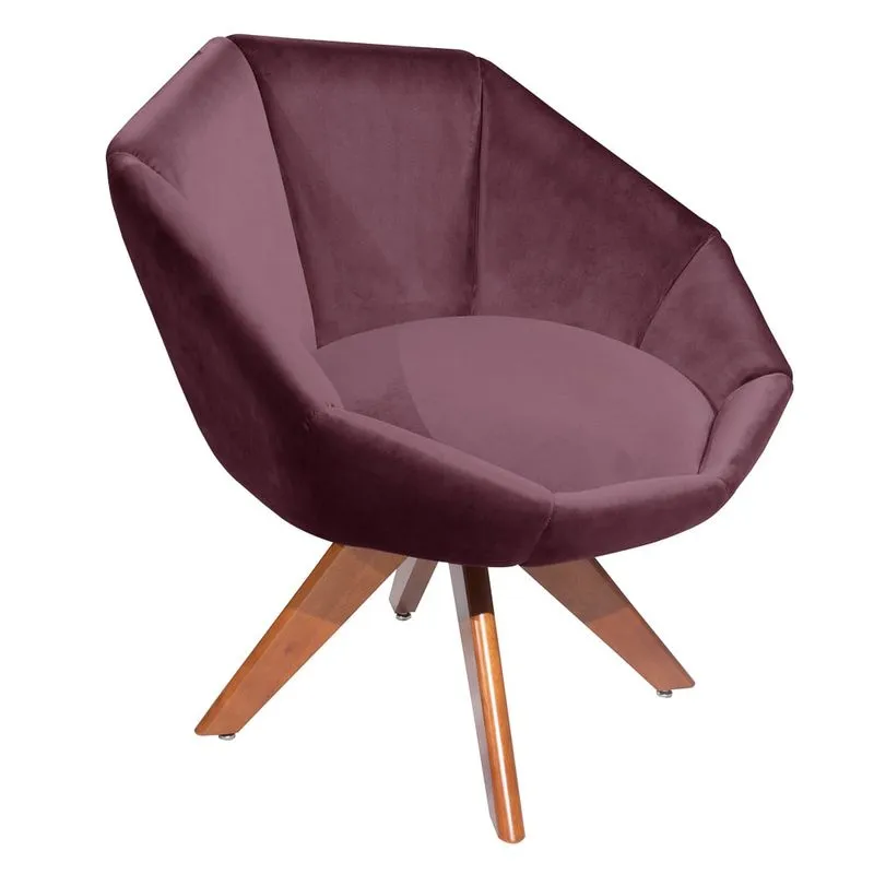 Poltrona Decorativa Para Sala De Estar Base Giratória Camila L05 Veludo Uva - Mpozenato