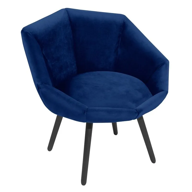 Poltrona Decorativa Para Sala De Estar Pés Palito Camila L05 Veludo Azul Marinho - Mpozenato