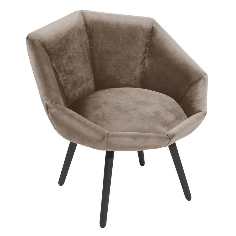 Poltrona Decorativa Para Sala De Estar Pés Palito Camila L05 Veludo Bege - Mpozenato