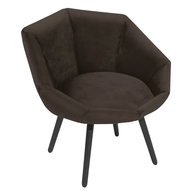 Poltrona Decorativa Para Sala De Estar Pés Palito Camila L05 Veludo Marrom - Mpozenato