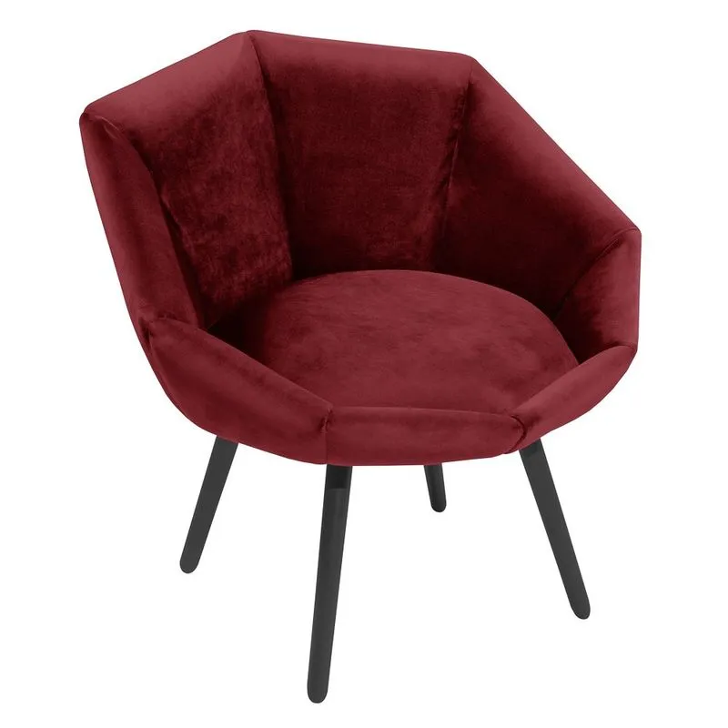 Poltrona Decorativa Para Sala De Estar Pés Palito Camila L05 Veludo Marsala - Mpozenato