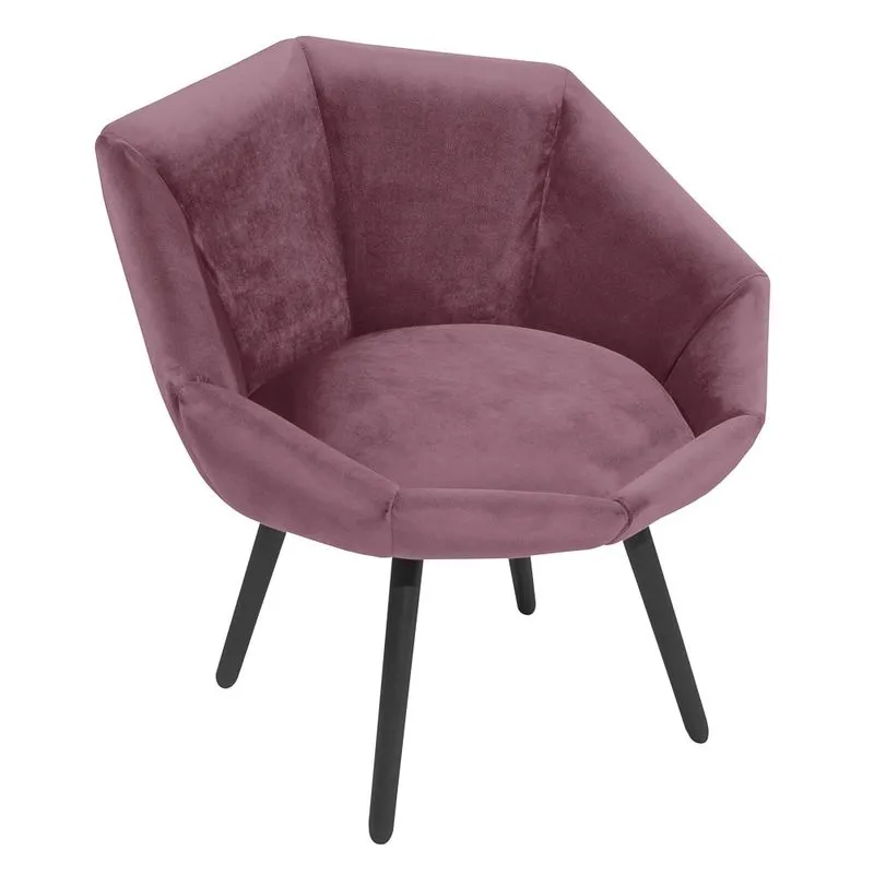 Poltrona Decorativa Para Sala De Estar Pés Palito Camila L05 Veludo Uva - Mpozenato