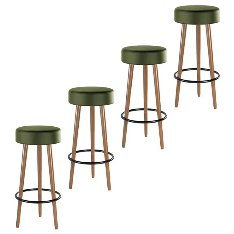 Kit 04 Banquetas Cozinha Londres D-33 Couríssimo Verde