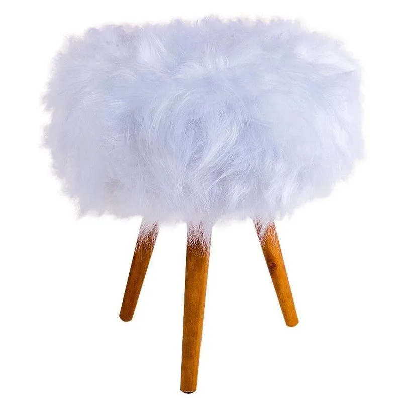 Puff Decorativo Turim Mdf Pelúcia Branco
