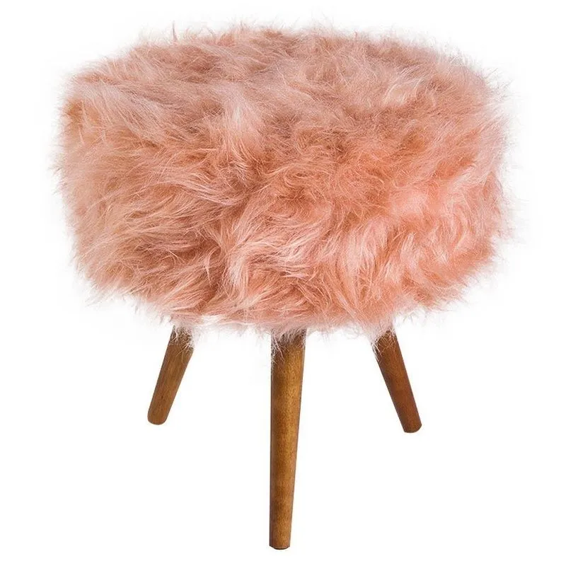 Puff Decorativo Turim Mdf Pelúcia Rosê