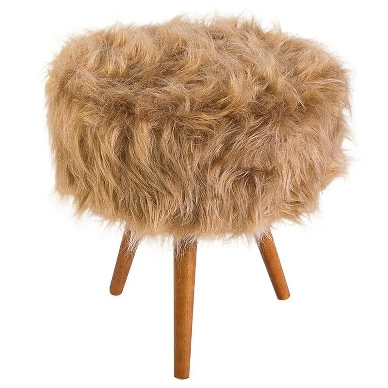 Puff Decorativo Turim Mdf Pelúcia Castor