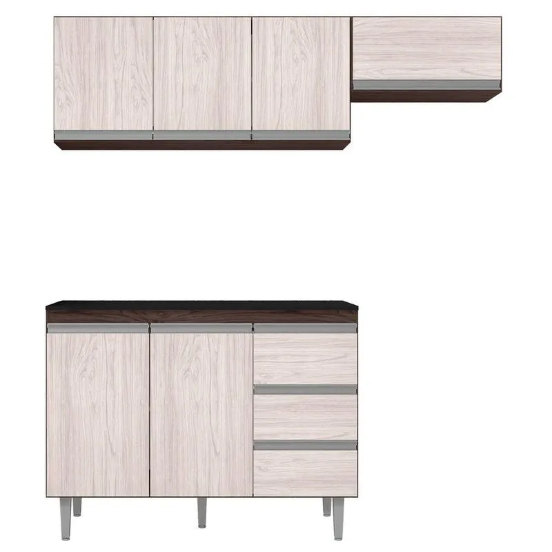 Cozinha Compacta 03 Peças Com Balcão 120cm Castanho Avelã