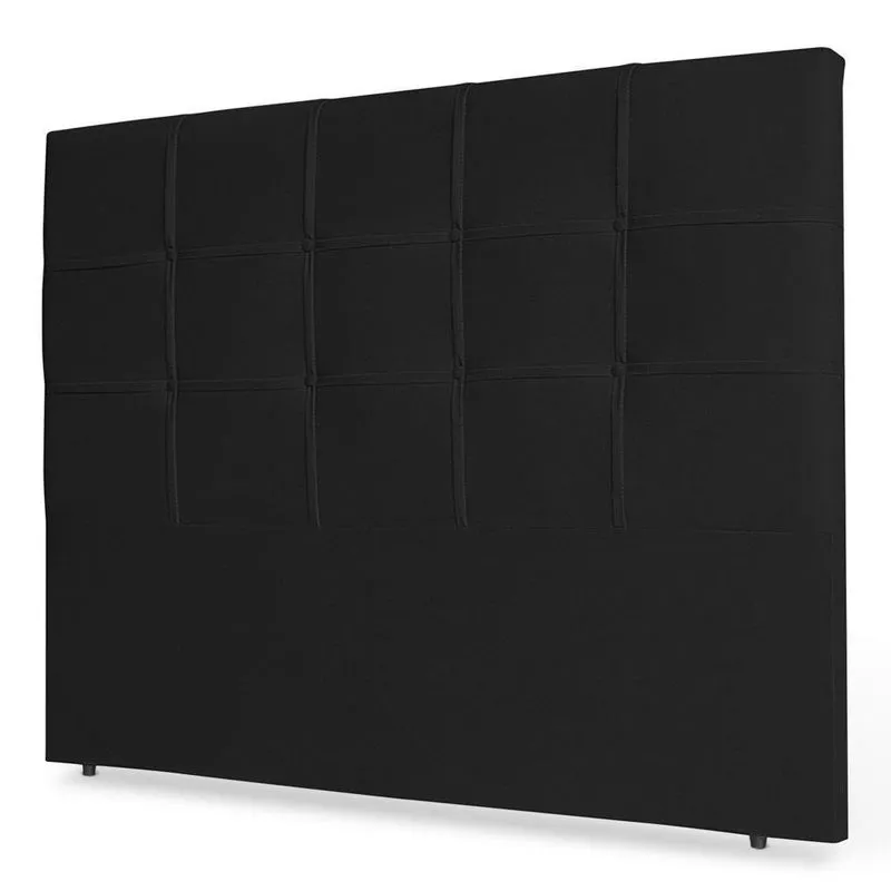 Cabeceira Estofada Box Casal Queen Size 160cm Corino Preto