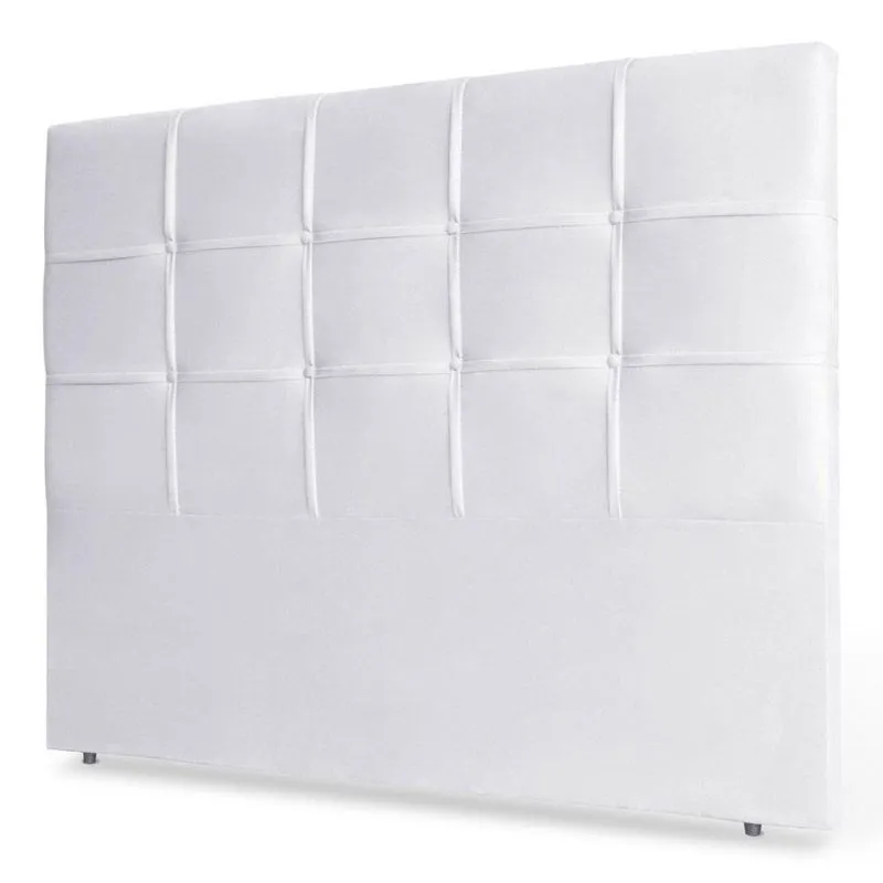 Cabeceira Estofada Box Casal King Size 195cm Corino Branco