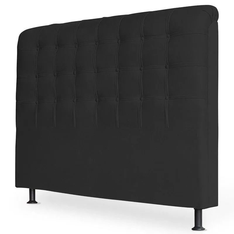 Cabeceira Estofada Cama Box Casal Louise 140cm Preto