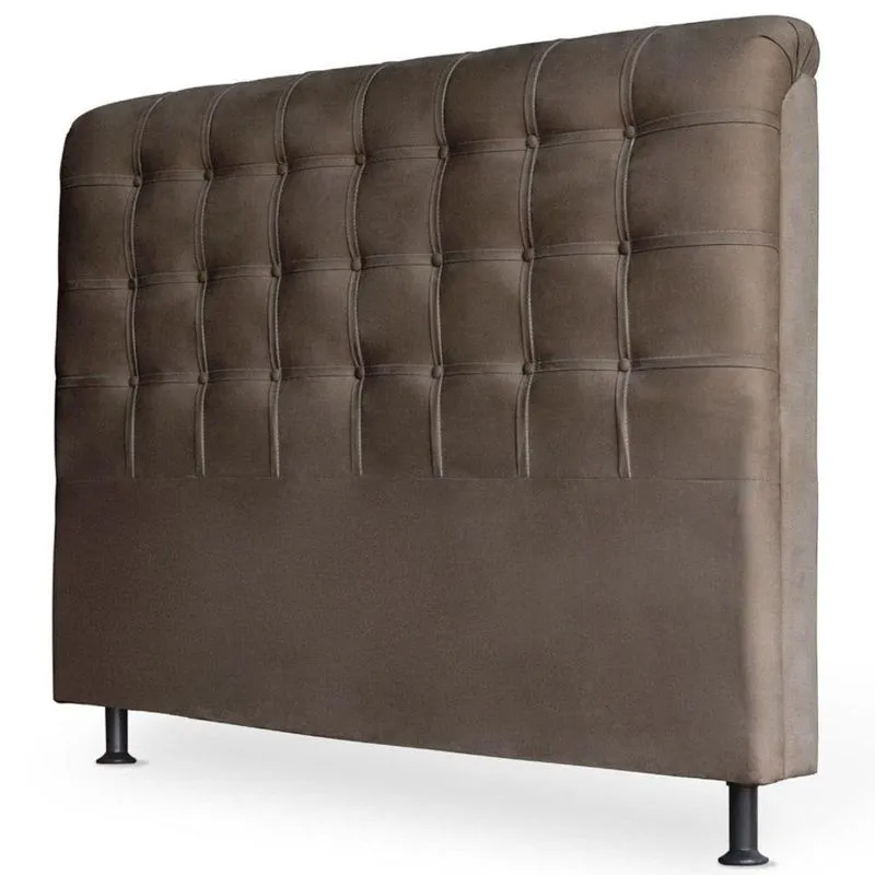 Cabeceira Estofada Cama Box Casal Louise 140cm Suede Marrom