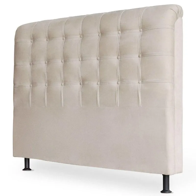 Cabeceira Estofada Cama Box Casal Louise 140Cm Marfim