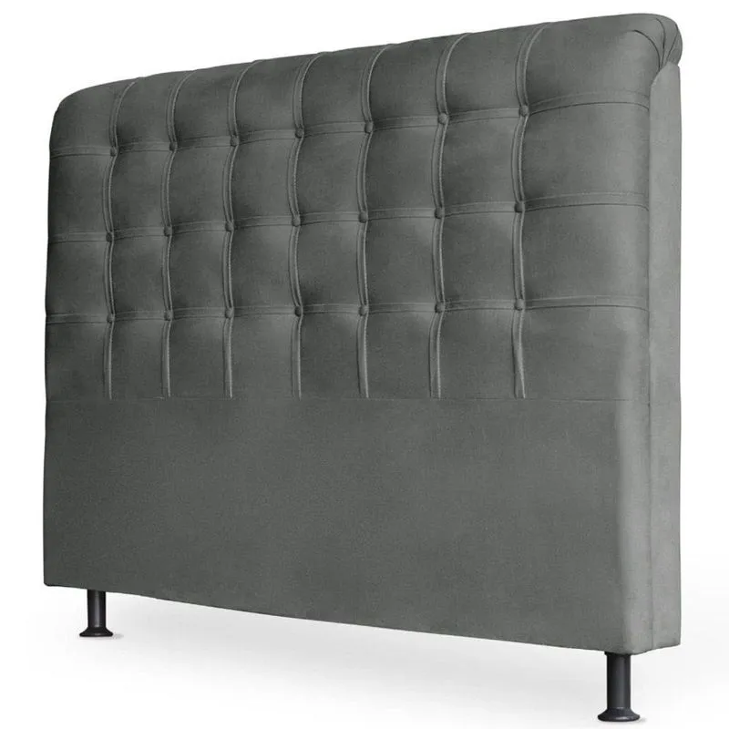 Cabeceira Estofada Cama Box Casal Louise 140cm Cinza