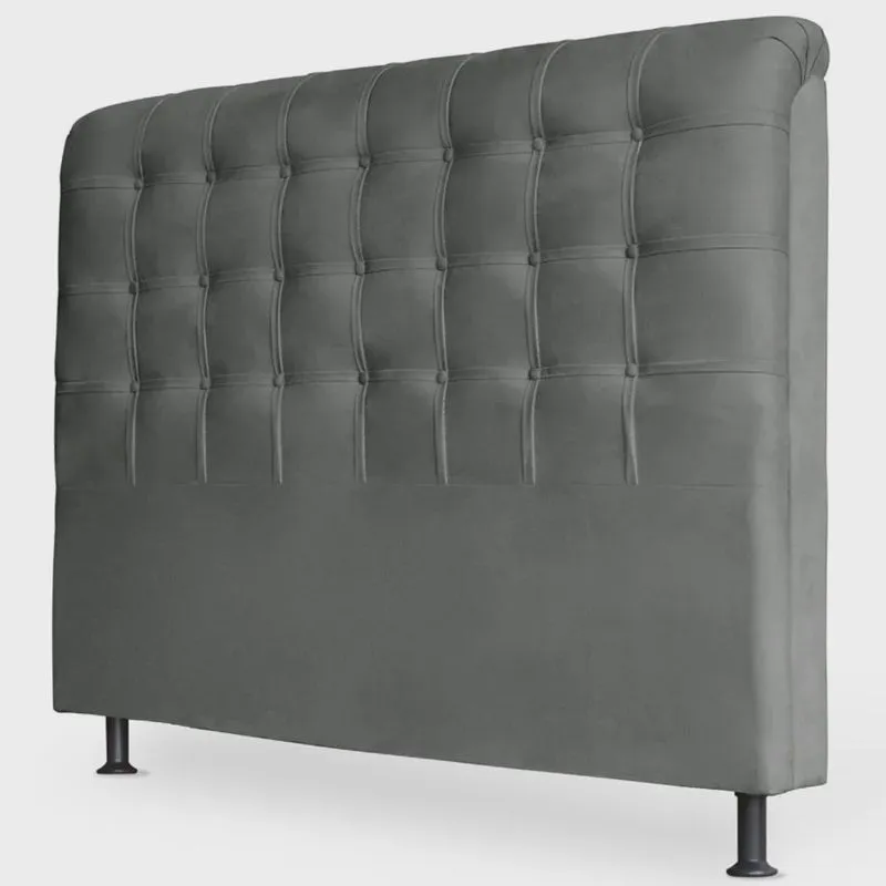 Cabeceira Estofada Cama Box Casal Queen Louise 160cm Suede Cinza - Desk Design