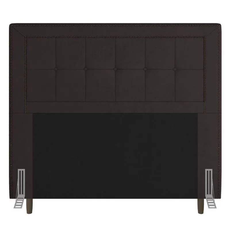 Cabeceira Box Casal Luxor 140cm Com Tachas E Frame Marrom