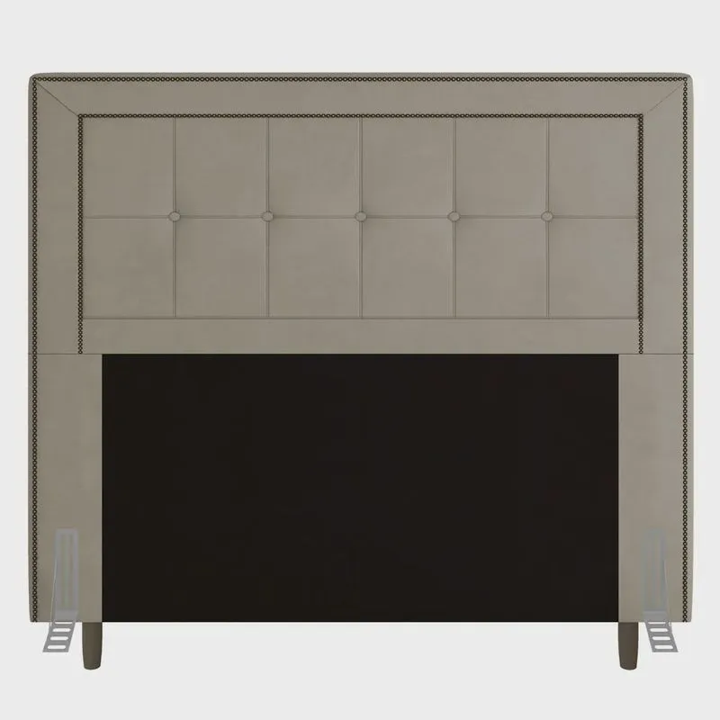 Cabeceira Cama Box Casal Queen Size Luxor 160cm com Tachas e Frame Corano Bege - Desk Design