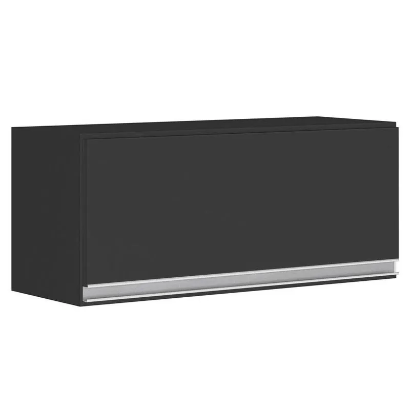 Armário Aéreo Multiuso 80cm 1 Porta Basculante Preto Fosco