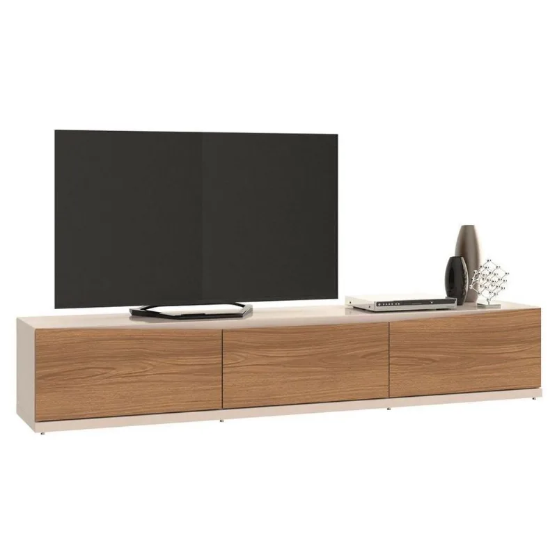 Rack Para Tv Até 65 Pol. 220cm 3 Gavetas Eros C14 Off White/noce - Mpozenato