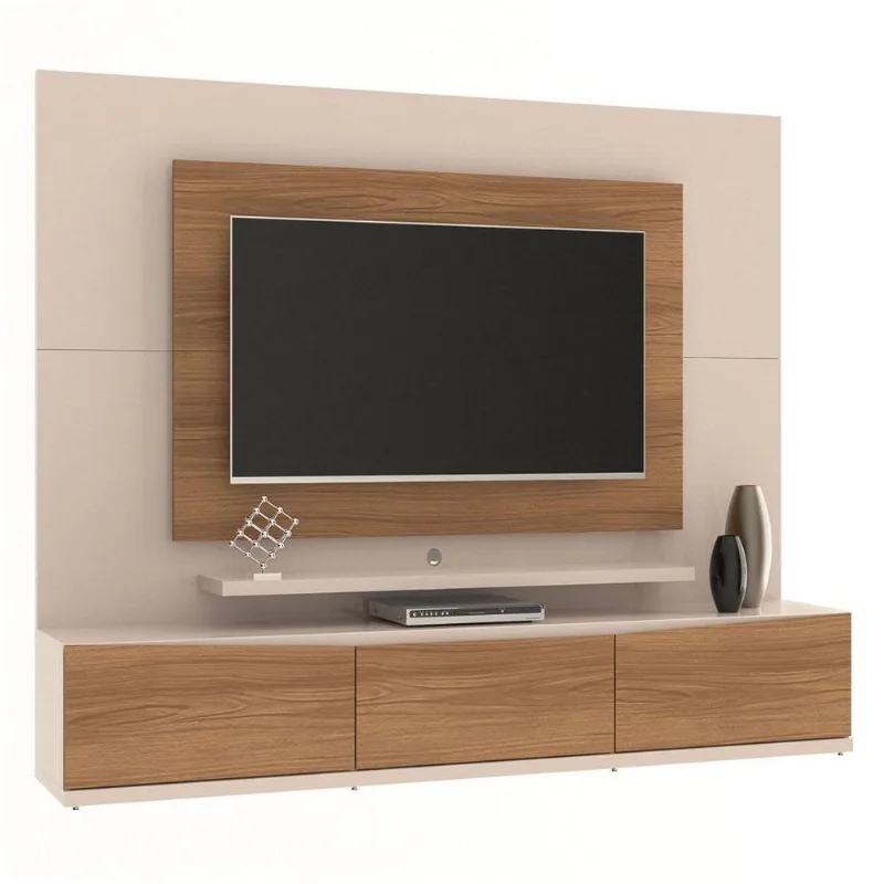 Rack Para Tv Até 60 Pol. Com Painel Eros Iii 2.2 C14 Off White/noce - Mpozenato