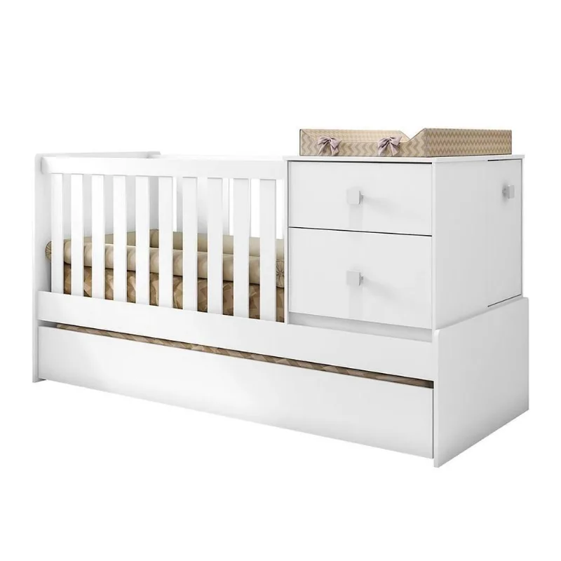 Berço Multifuncional Com Cama Auxiliar 1 Porta 2 Gavetas