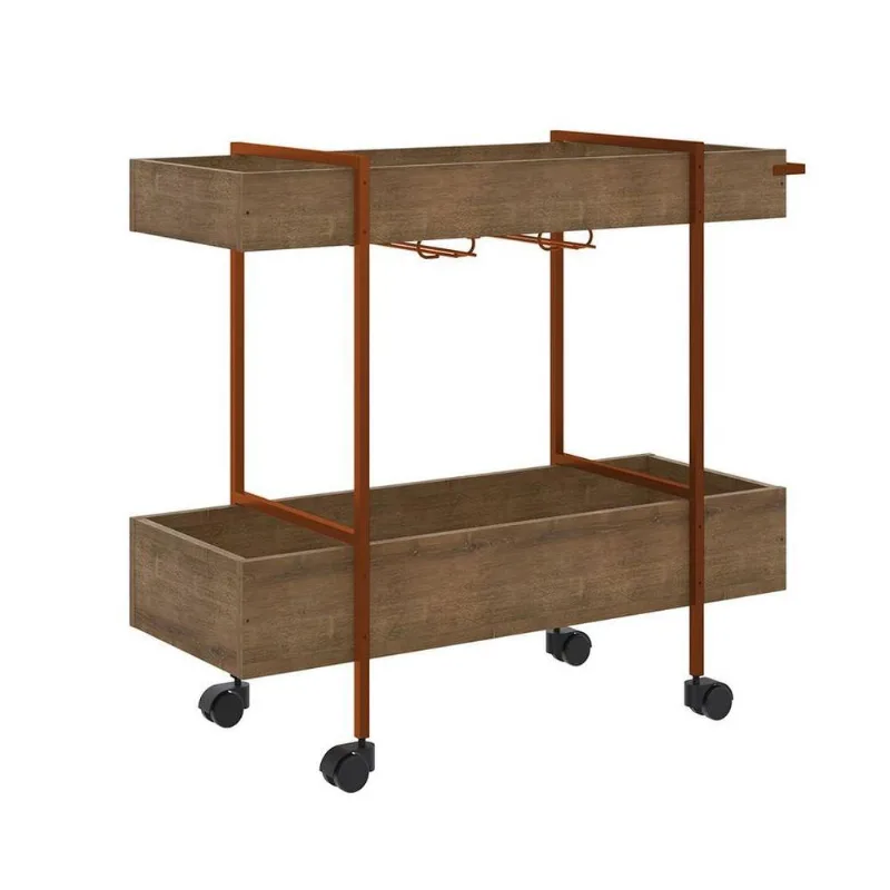 Carrinho Bar Com Rodízios Steel Quadra 27813 Vermont Base Cobre
