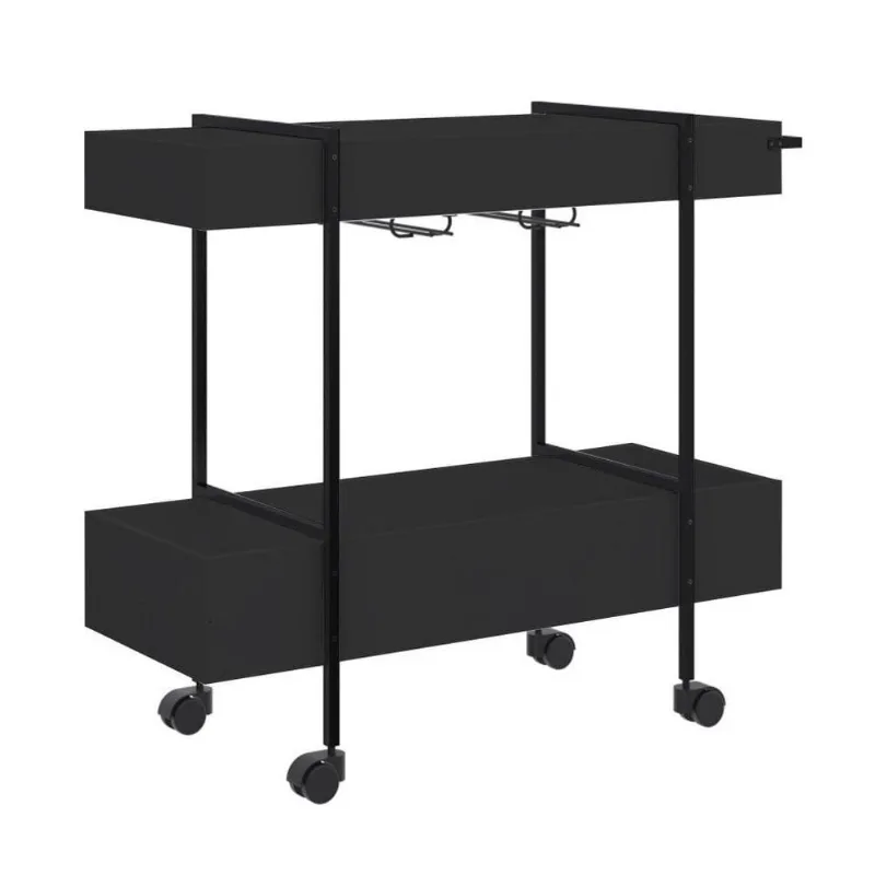 Carrinho Bar Com Rodízios Steel Quadra 27813 Preto Base Preta