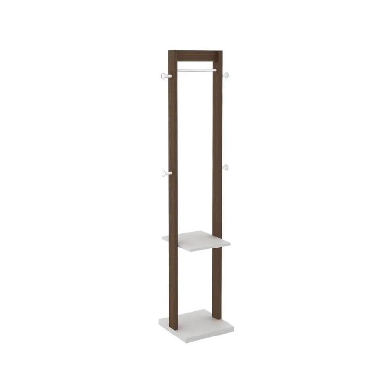Cabideiro Grande Com Prateleira Az1019 Nogal-branco - Tecno Mobili