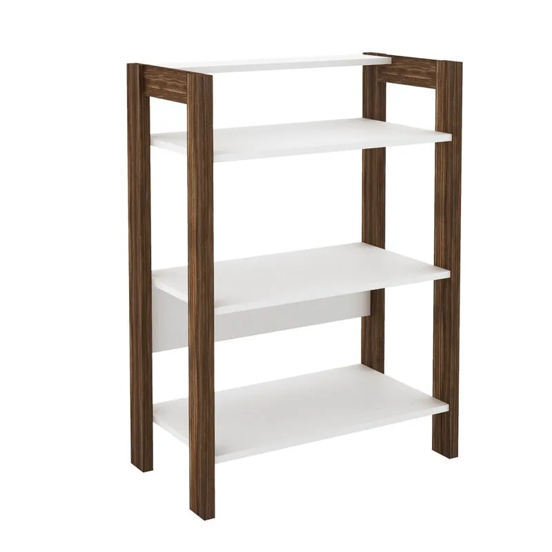 Estante Multiuso Baixa 3 Prateleiras Az1021 Branco/nogal - Tecno Mobili