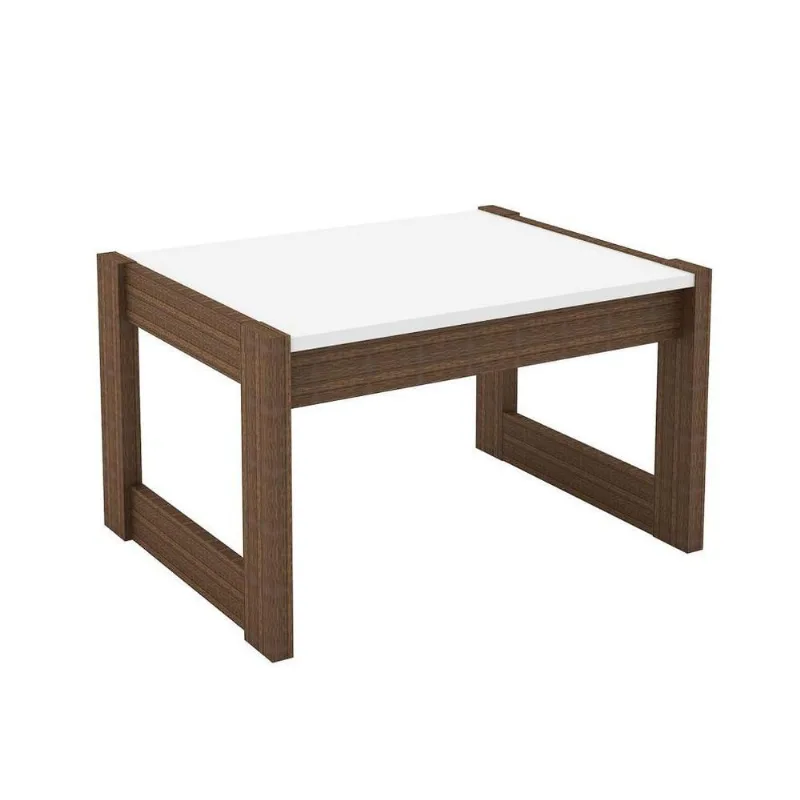 Mesa De Centro Retangular Baixa Az1022 Branco/nogal