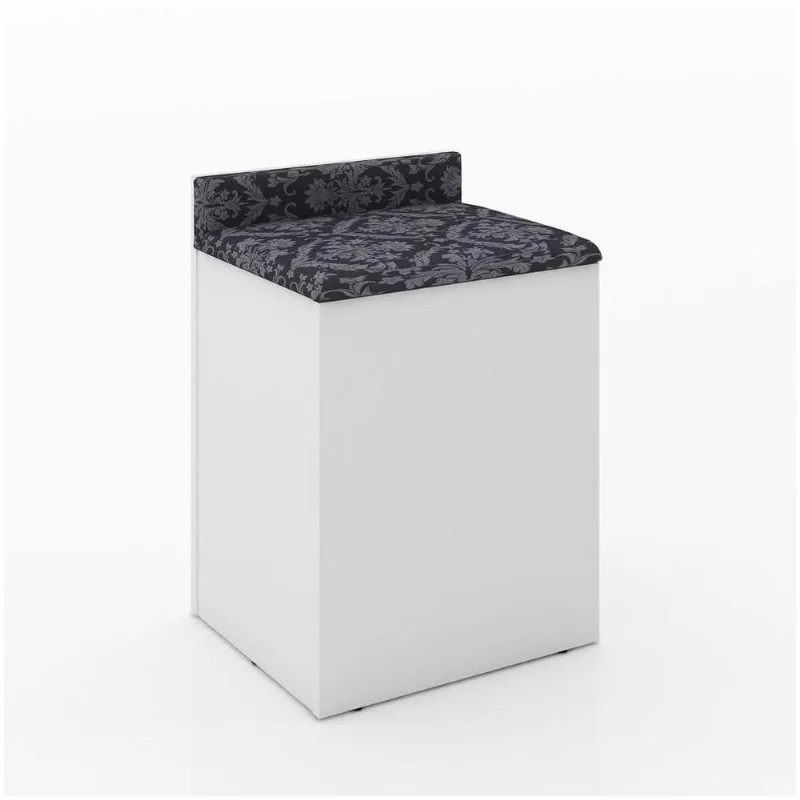 Puff Baú Para Quarto Pu2052 Branco/tecido 369 - Tecno Mobili