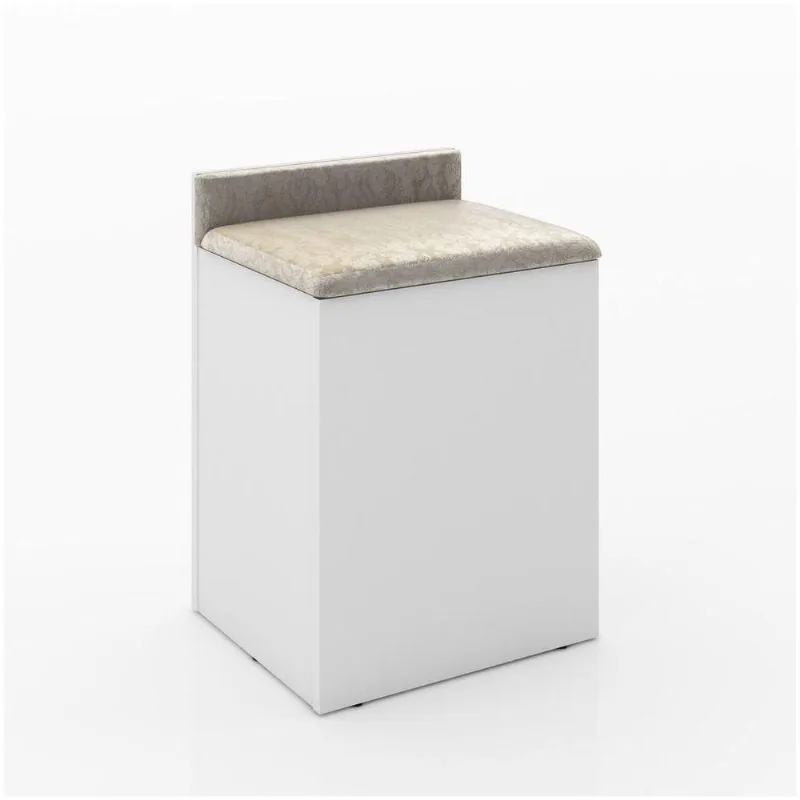 Puff Baú Para Quarto Pu2052 Branco/tecido 381