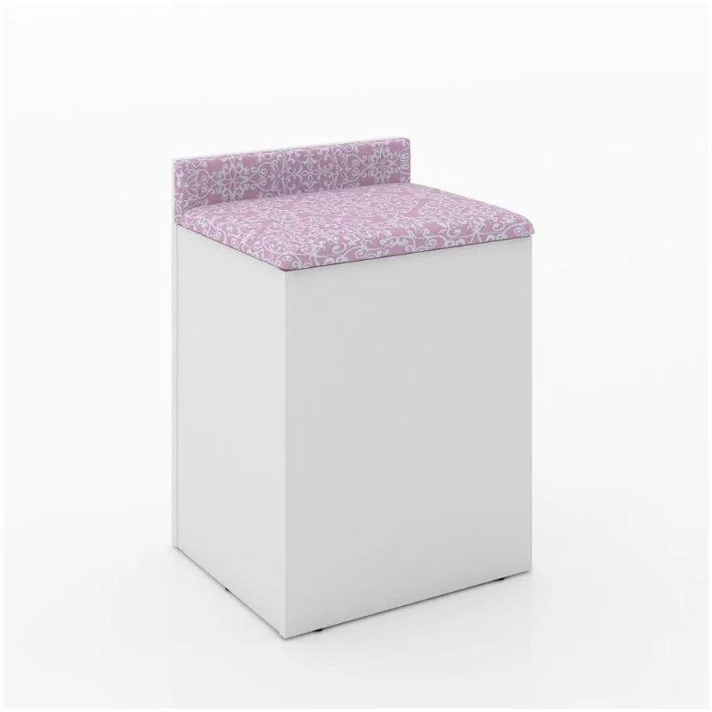 Puff Baú Para Quarto Pu2052 Branco/tecido 408