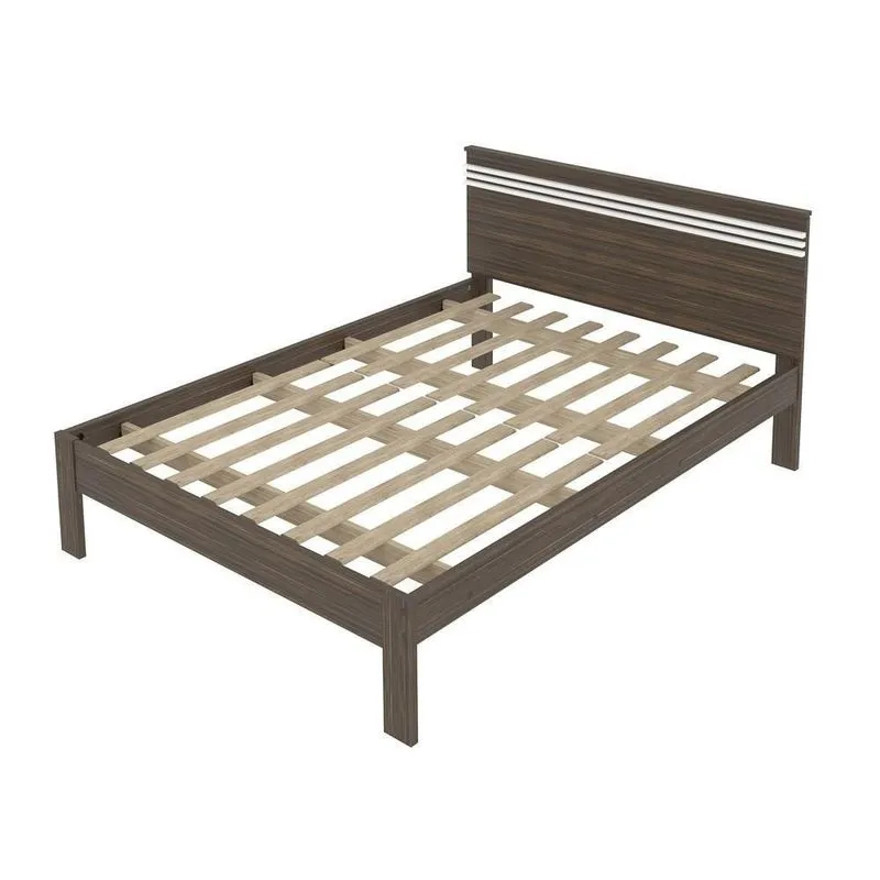 Cama De Casal Madeira Cm8009 Nogal-branco - Tecno Mobili