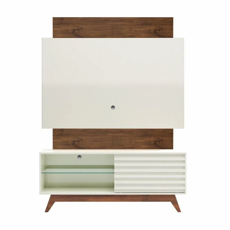 Rack Bancada Com Painel Para Tv Até 55 Pol. 140Cm 1 Porta 100%Mdf Tb151 Off White/Nobre