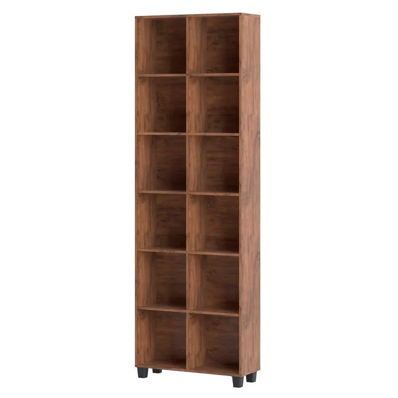 Estante Livreiro Alta 100% MDF Estilo Industrial 12 Nichos C56 Nobre - Pradel