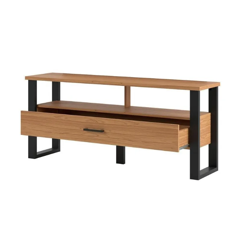 Rack Para Tv Até 55 Pol. Estilo Industrial 1 Gaveta F41 Freijó-preto Fosco - Pradel