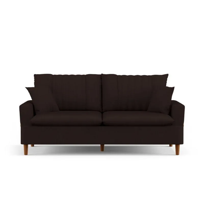 Sofá 2 Lugares 160Cm Com Almofadas Veras D05 Suede Marrom Escuro - Mpozenato