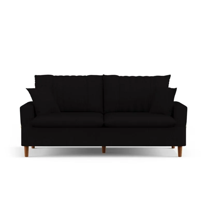 Sofá 3 Lugares 180Cm Com Almofadas Veras D05 Suede Preto - Mpozenato