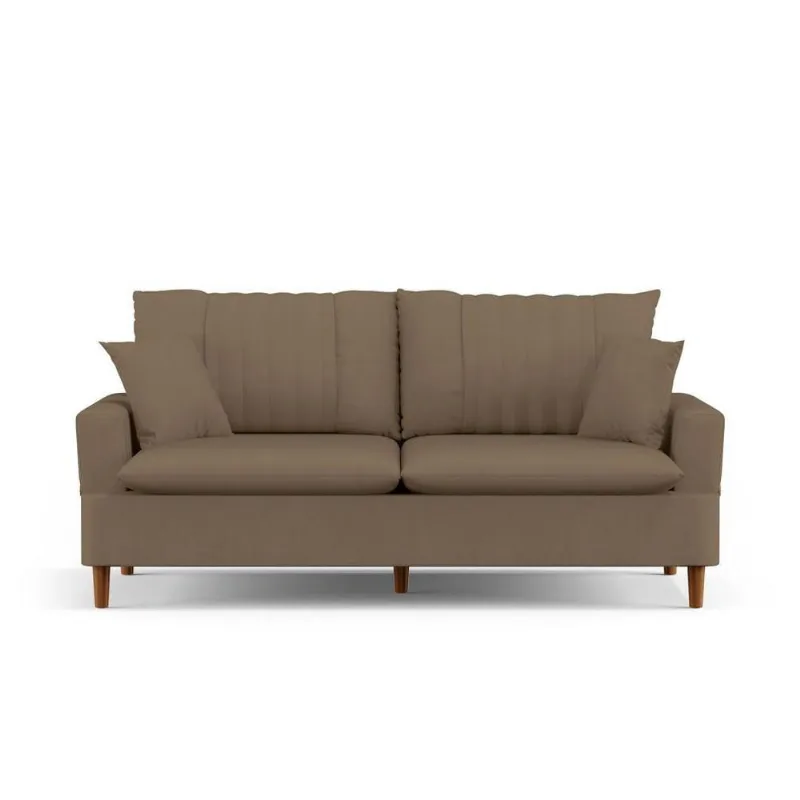 Sofá 3 Lugares 180Cm Com Almofadas Veras D05 Suede Marrom - Mpozenato
