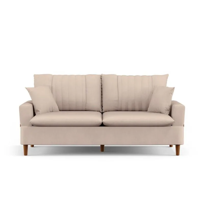 Sofá 3 Lugares 200cm Com Almofadas Veras D05 Suede Bege