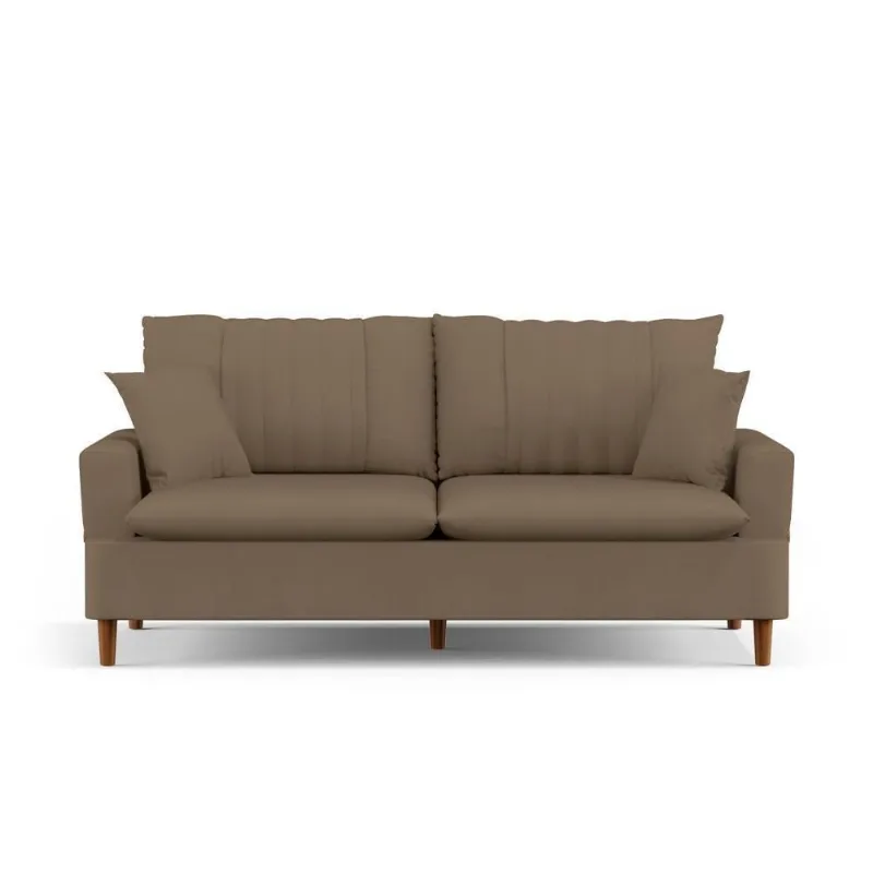 Sofá 3 Lugares 200cm Com Almofadas Veras D05 Suede Marrom
