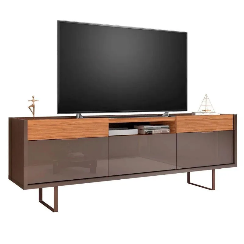 Rack Tv Até 60 Pol. 3 Portas Berlim Cinza Perola/ Noce