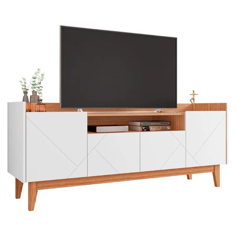 Rack Tv Até 60 Pol. 4 Portas Branco/ Noce