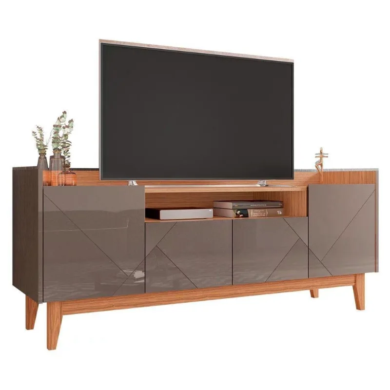 Rack Tv Até 60 Pol. 4 Portas Cinza Perola/ Noce